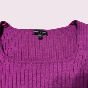 Kendall & Kylie Magenta Long Sleeve Square Neckline Cropped Sweater